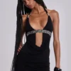 Anora Cut-Out Mini Dress in Black