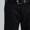Black Pinstripe Stacked Straight Suit Pants
