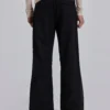 Black Pinstripe Stacked Straight Suit Pants