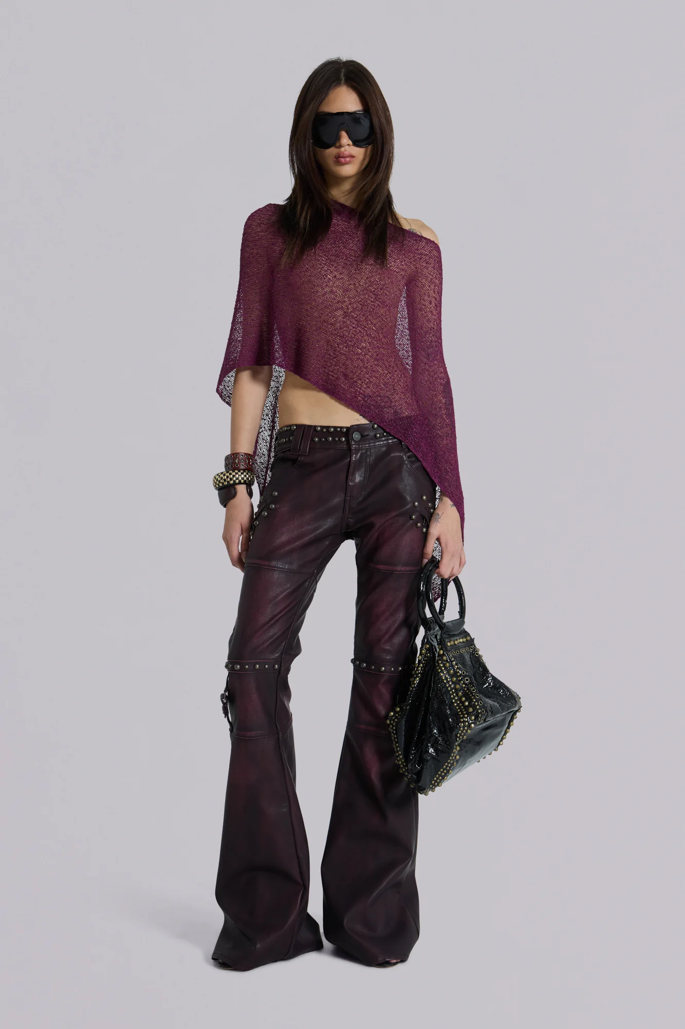 5475-burgundy-studded-faux-leather-drift-trousers-1.webp Burgundy Studded Faux Leather Drift Trousers