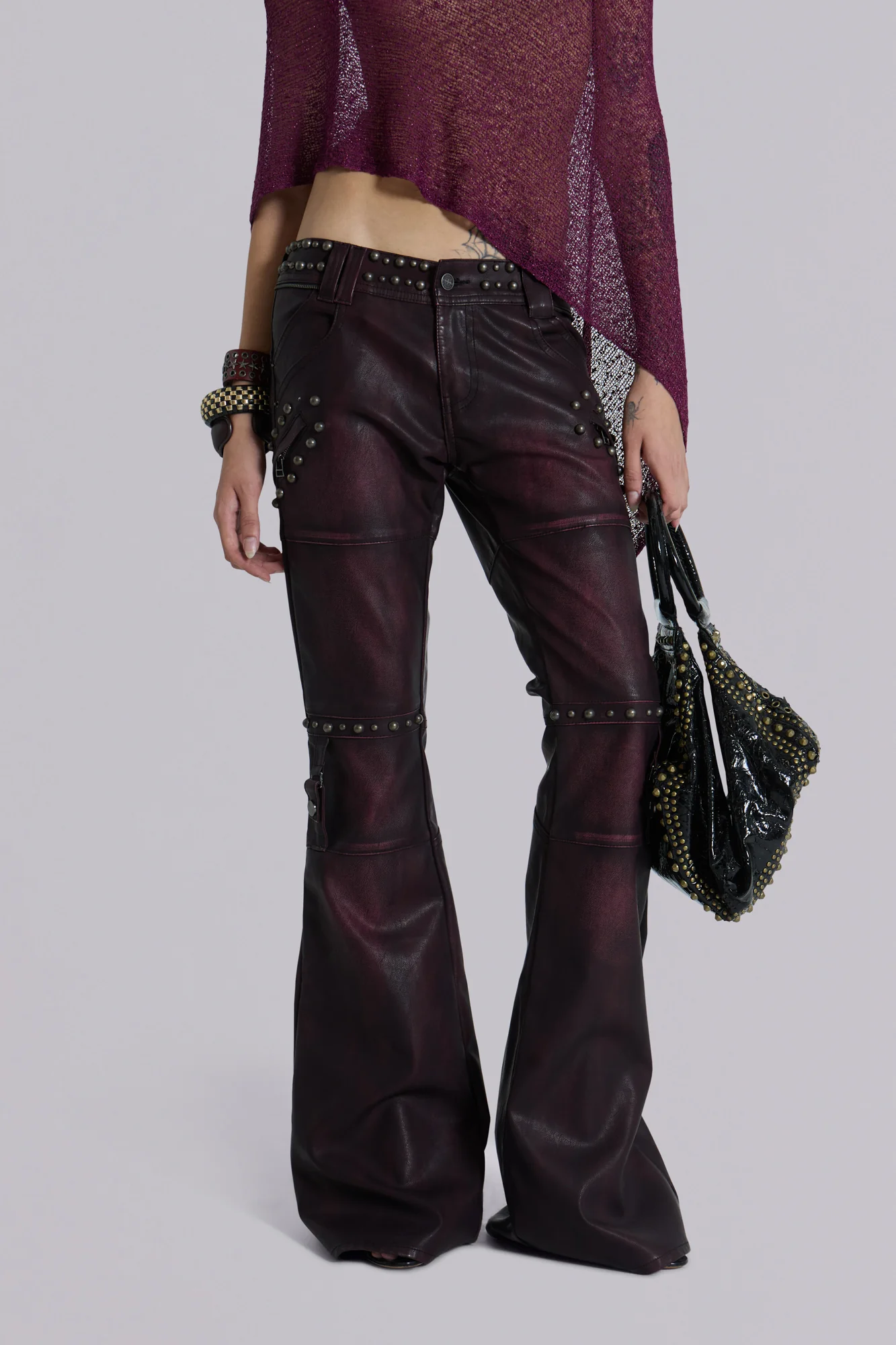 5475-burgundy-studded-faux-leather-drift-trousers-4.webp Burgundy Studded Faux Leather Drift Trousers