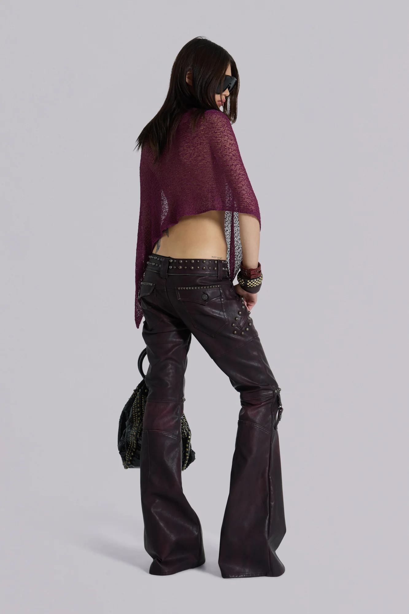 5475-burgundy-studded-faux-leather-drift-trousers-6.webp Burgundy Studded Faux Leather Drift Trousers