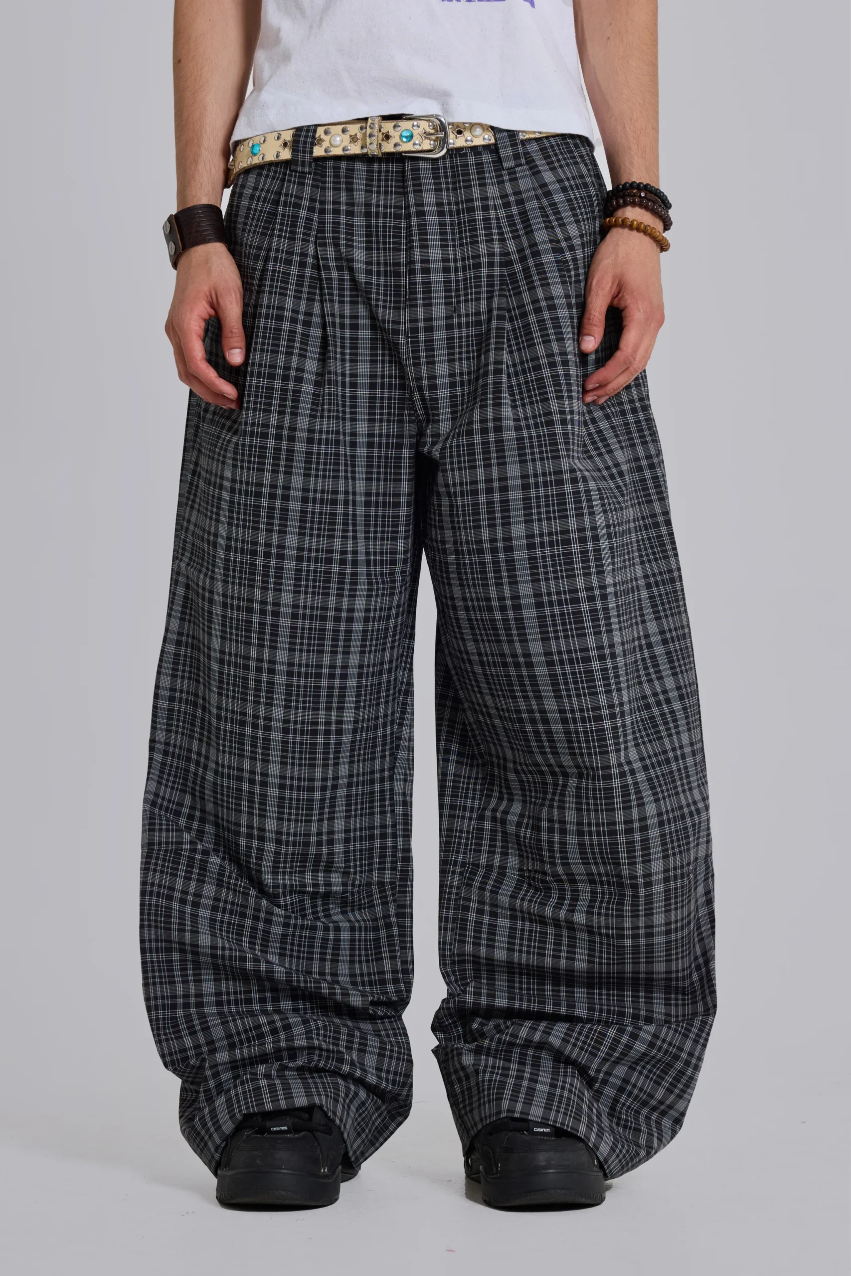 Black Check Goliath Suit Trousers