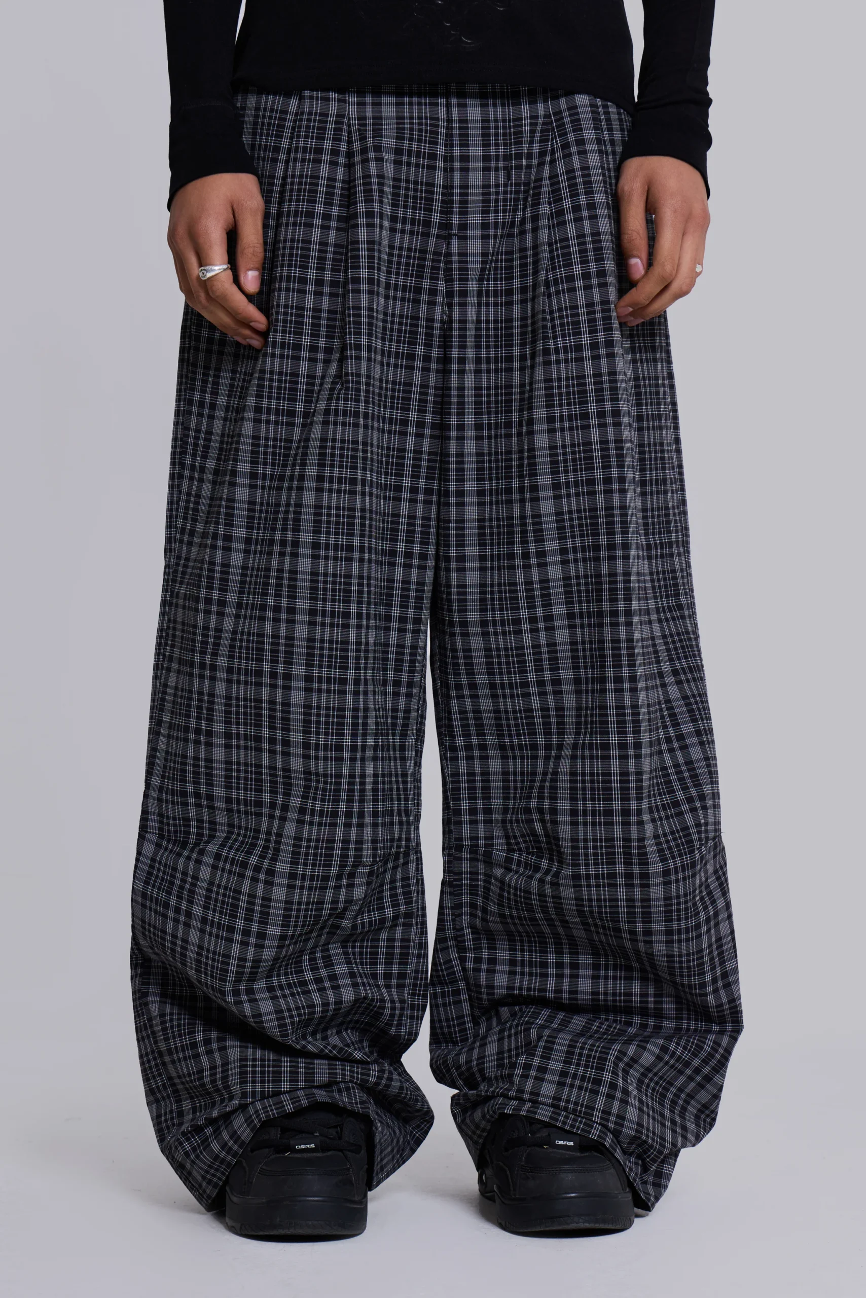 Black Check Goliath Suit Trousers
