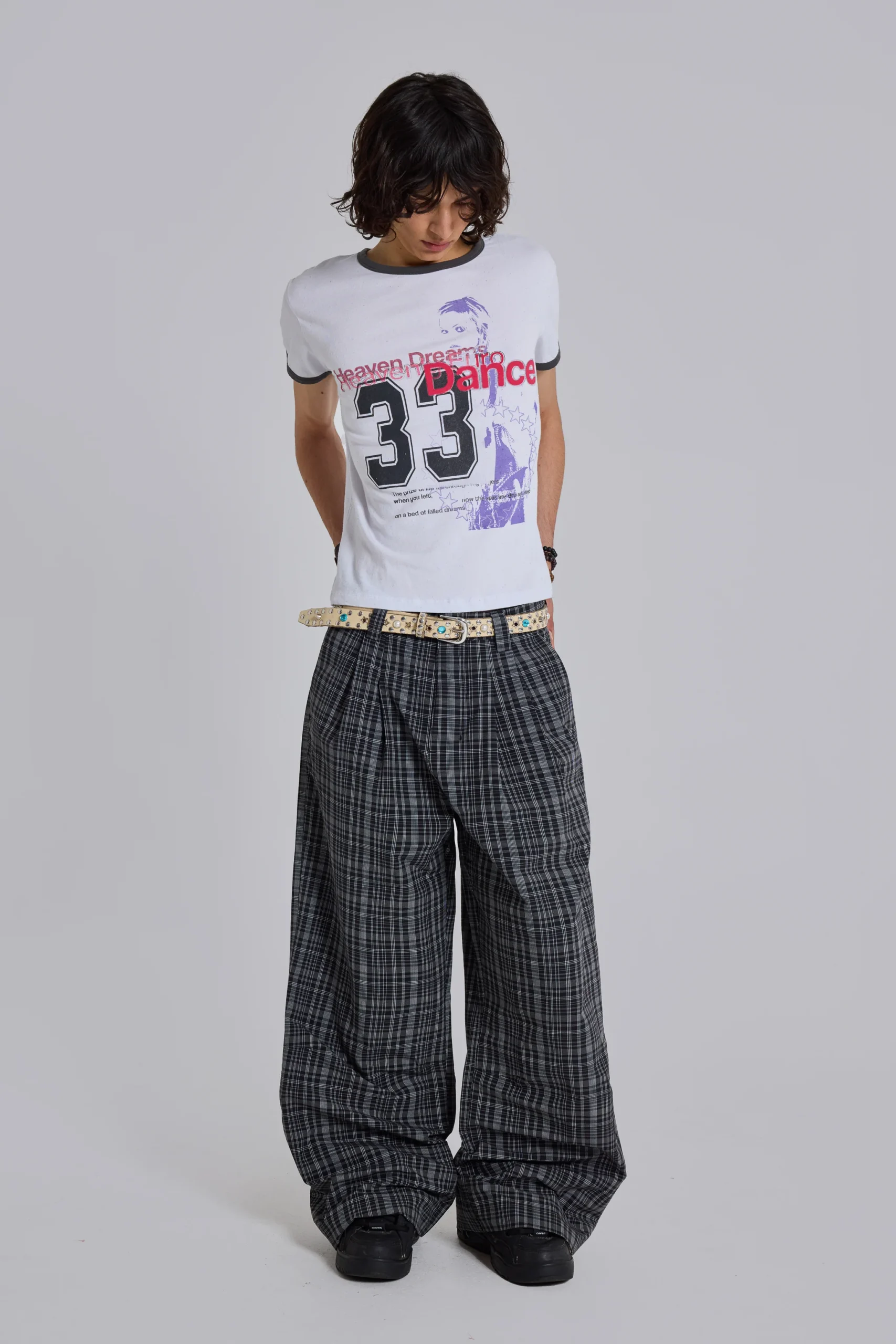 Black Check Goliath Suit Trousers