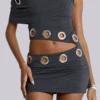 Zarco Asymmetric Mini Dress With Eyelets