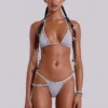 Zyra Grey Marl Popper Low Rise Bikini Bottoms