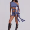Mena Asymmetric Mini Dress in Indigo