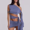 Mena Asymmetric Mini Dress in Indigo