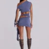 Mena Asymmetric Mini Dress in Indigo