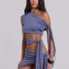 Mena Asymmetric Mini Dress in Indigo