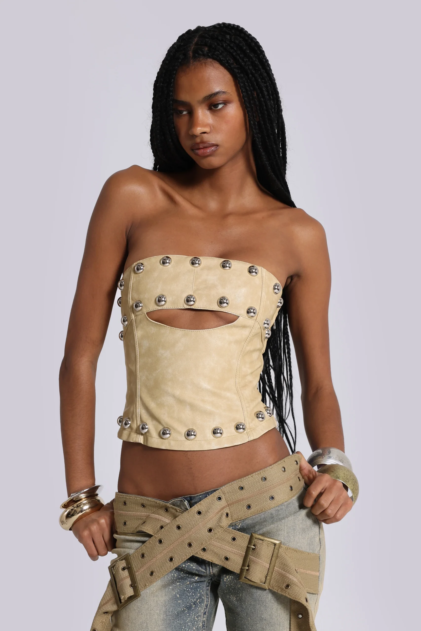 578-vinta-pu-leather-studded-corset-top-1.webp Vinta PU Leather Studded Corset Top