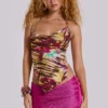Lavinia Fringe Mini Skirt in Cerise