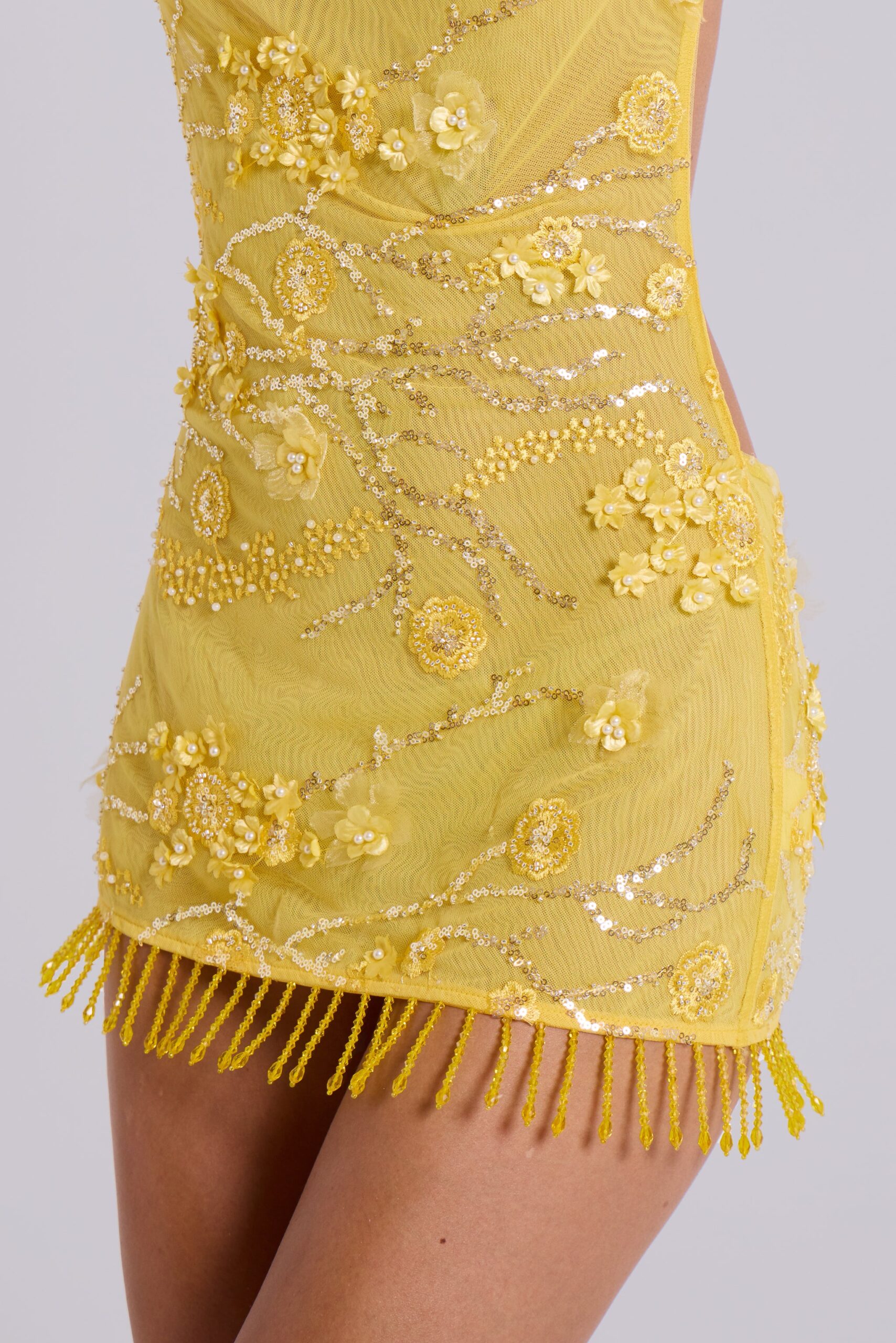 Ellora Embellished Mini Dress in Solar