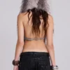 Haka Faux Feather Fur Backless Top