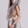 Haka Faux Feather Fur Backless Top