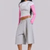 Lexie Triple Layer Long Sleeve Top in Grey Marl