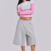 Lexie Triple Layer Long Sleeve Top in Grey Marl