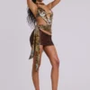 Lavinia Fringe Mini Skirt in Brown
