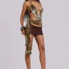 Lavinia Fringe Mini Skirt in Brown
