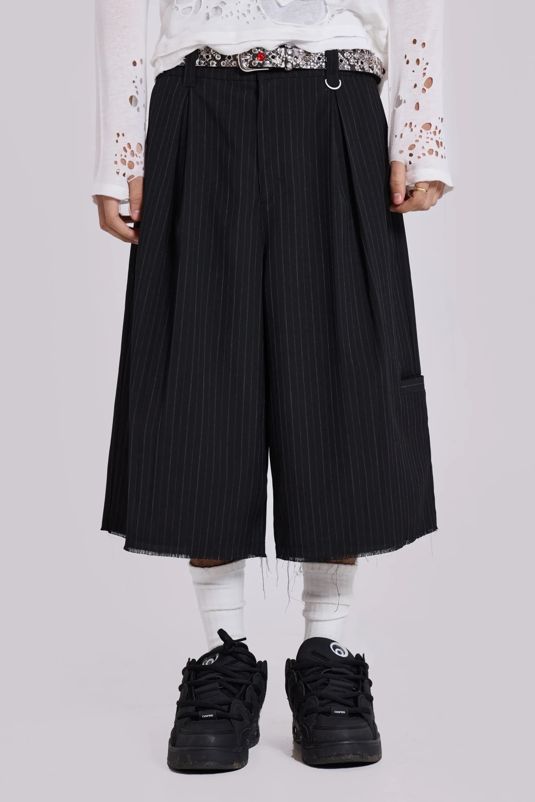 Black Pinstripe XL Goliath Baggy Shorts