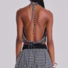 Orla Striped Backless Plunge Top