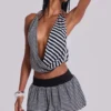 Orla Striped Backless Plunge Top