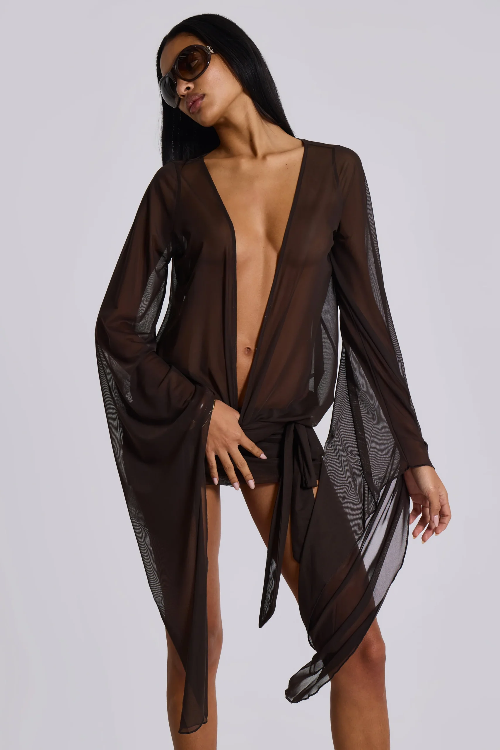6511-aria-mesh-plunge-mini-dress-in-brown-1.webp Aria Mesh Plunge Mini Dress in Brown