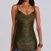 Lavinia Backless Fringe Mini Dress in Khaki