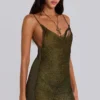 Lavinia Backless Fringe Mini Dress in Khaki