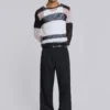Black Stacked Bootcut Suit Pants
