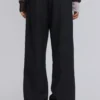 Black Stacked Bootcut Suit Pants