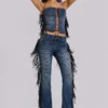 El Topo Fringe Bootcut Jeans in Blue Wash