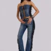 El Topo Fringe Bootcut Jeans in Blue Wash