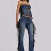 El Topo Fringe Bootcut Jeans in Blue Wash