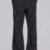 Black Pinstripe Stacked Bootcut Suit Pants