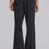 Black Pinstripe Stacked Bootcut Suit Pants