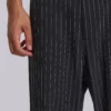 Black Pinstripe Stacked Bootcut Suit Pants