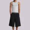 Black Pinstripe Goliath Baggy Shorts