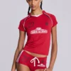 Red Not Your Cheerleader Football Baby Tee