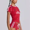 Red Not Your Cheerleader Football Baby Tee