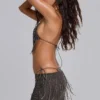Rosario Beaded Fringe Triangle Bikini Top