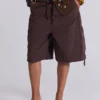 Brown Parachute Cargo Shorts