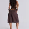 Brown Parachute Cargo Shorts