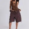 Brown Parachute Cargo Shorts