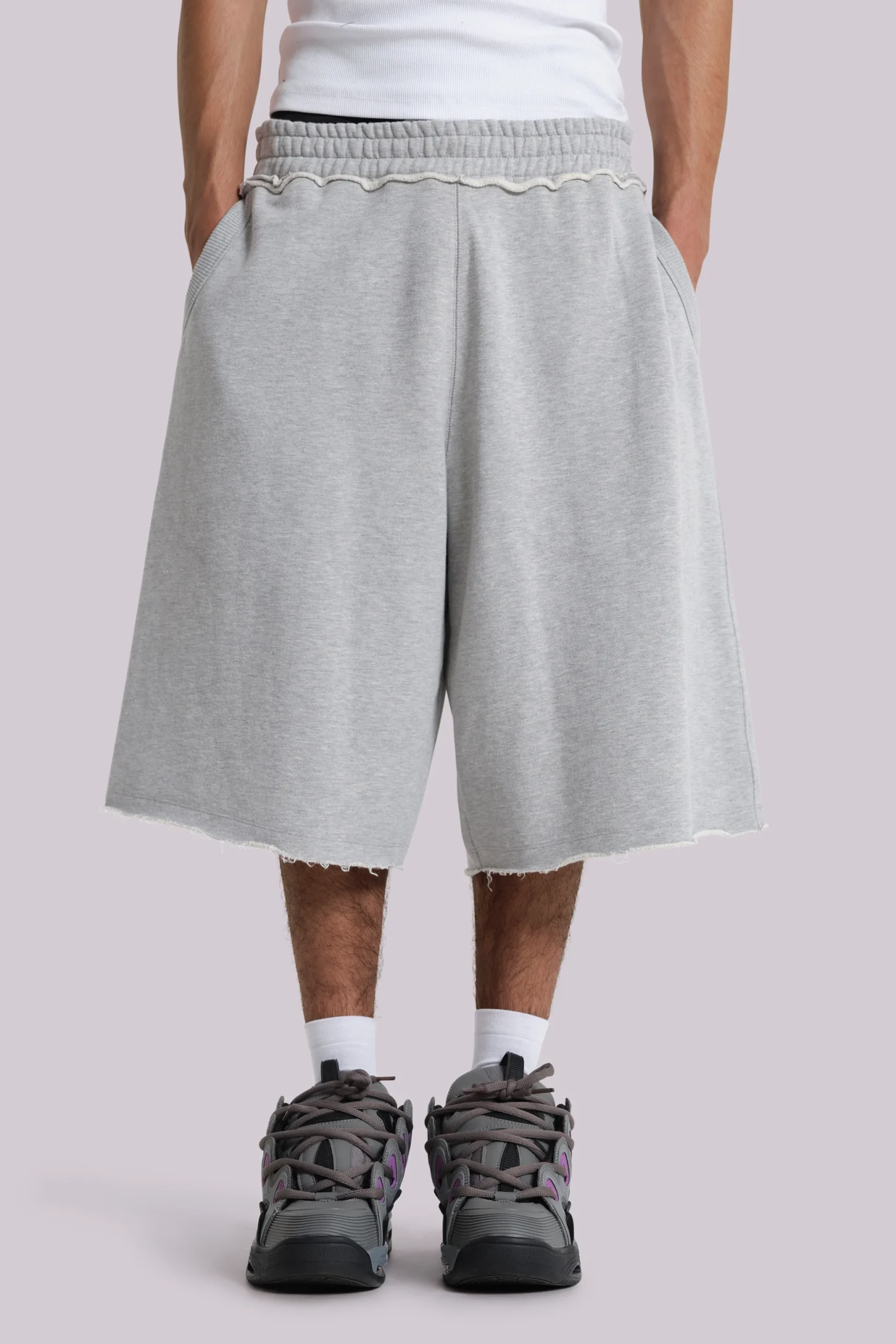 Grey Marl Monster Jogger Baggy Shorts