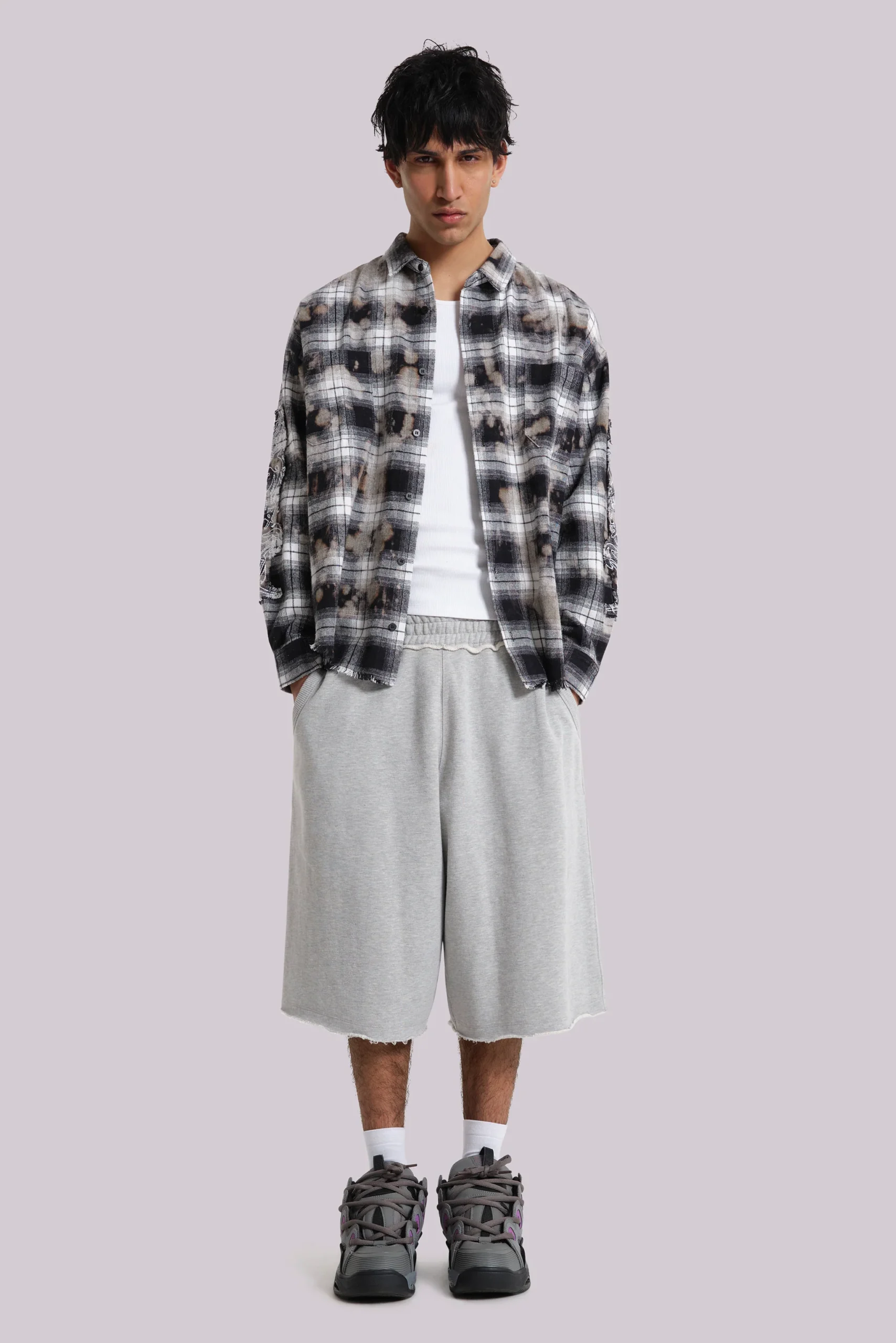 Grey Marl Monster Jogger Baggy Shorts