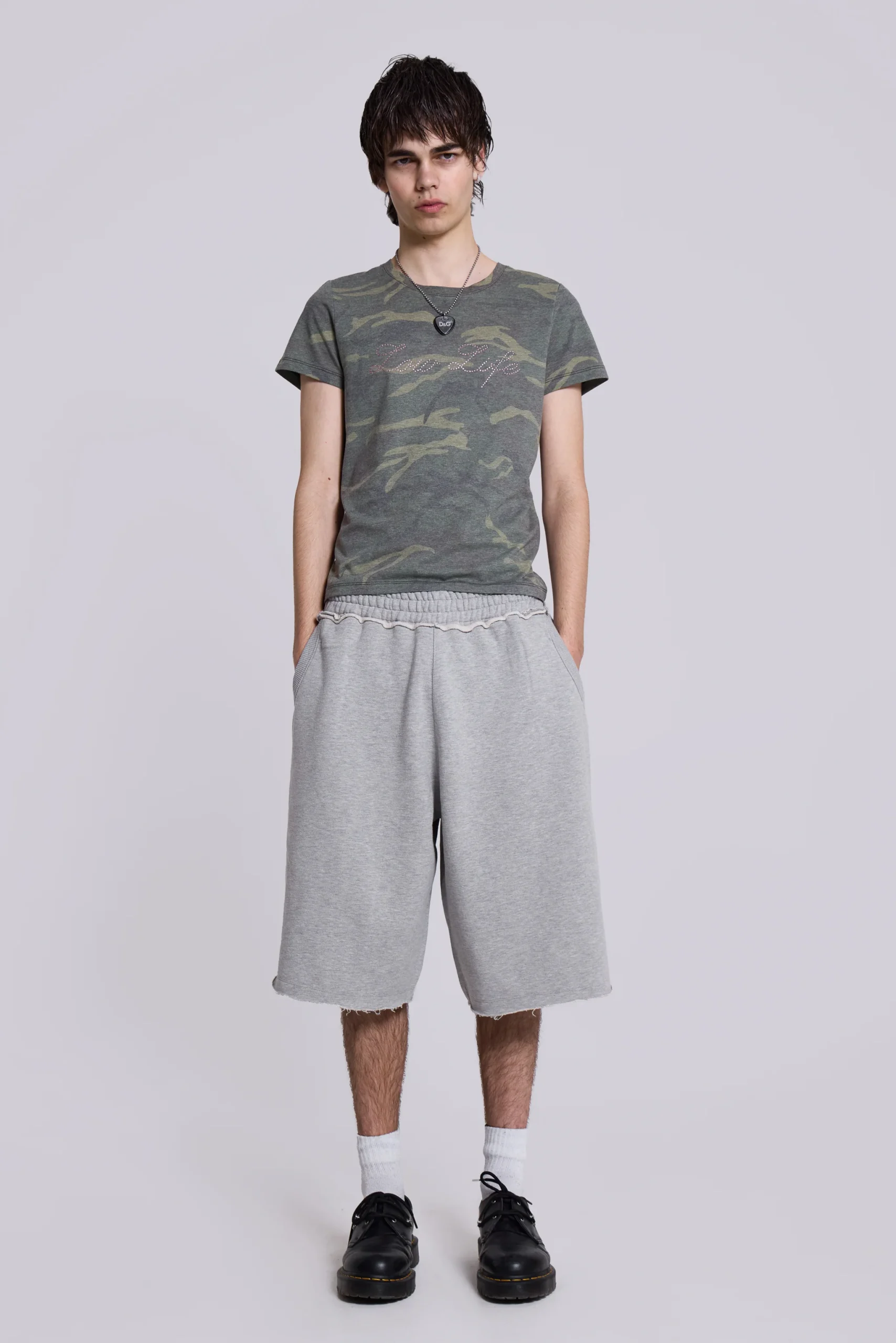 Grey Marl Monster Jogger Baggy Shorts