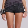 Ardor Coated Mini Denim Shorts in Black