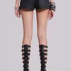 Ardor Coated Mini Denim Shorts in Black